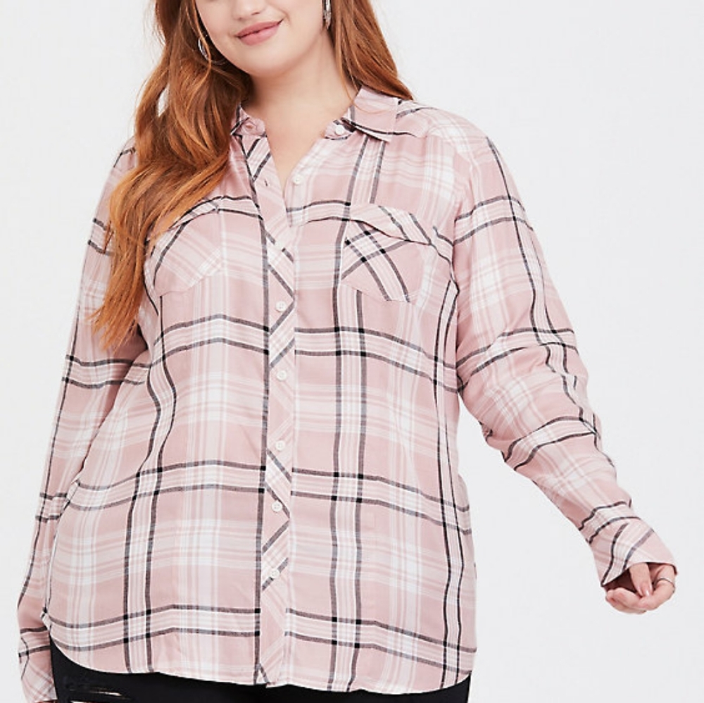 PINK PLAID BUTTON FRONT SLIM FIT SHIRT